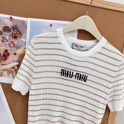 MIUMIU 26S SHORT-SLEEVE KNIT TOP 1453