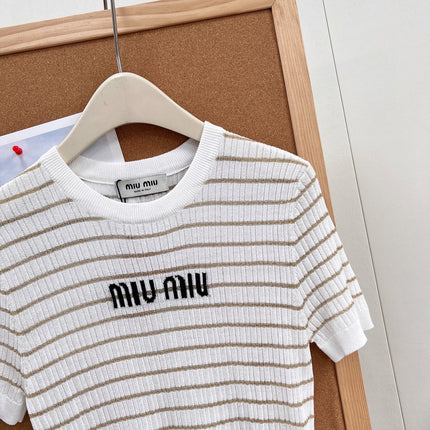 MIUMIU 26S SHORT-SLEEVE KNIT TOP 1453