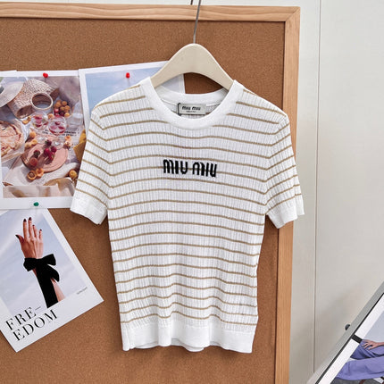 MIUMIU 26S SHORT-SLEEVE KNIT TOP 1453