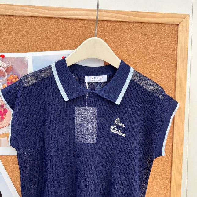 VALENTINO 26S SHORT-SLEEVE KNIT POLO SHIRT 356