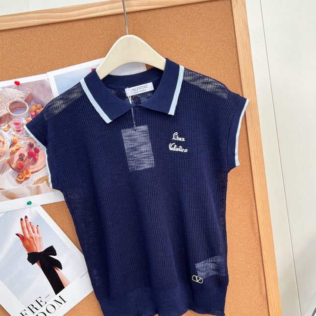 VALENTINO 26S SHORT-SLEEVE KNIT POLO SHIRT 356