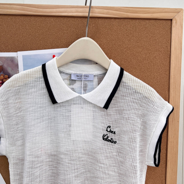 VALENTINO 26S SHORT-SLEEVE KNIT POLO SHIRT 355