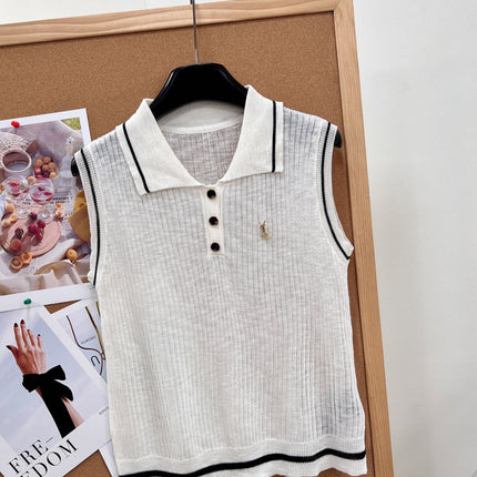 YSL 26S SLEEVELESS KNIT POLO TOP 487