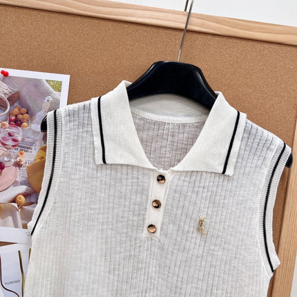 YSL 26S SLEEVELESS KNIT POLO TOP 487