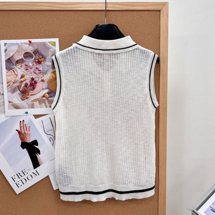 YSL 26S SLEEVELESS KNIT POLO TOP 487