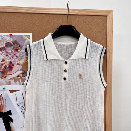 YSL 26S SLEEVELESS KNIT POLO TOP 487