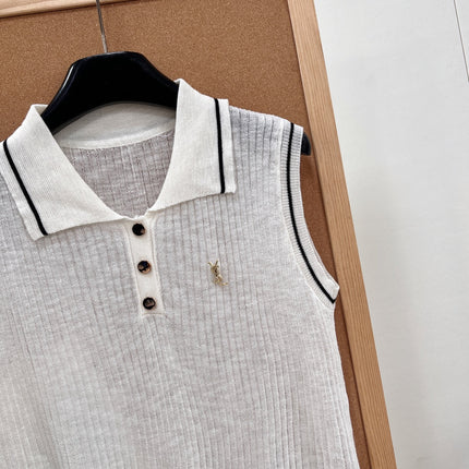 YSL 26S SLEEVELESS KNIT POLO TOP 487