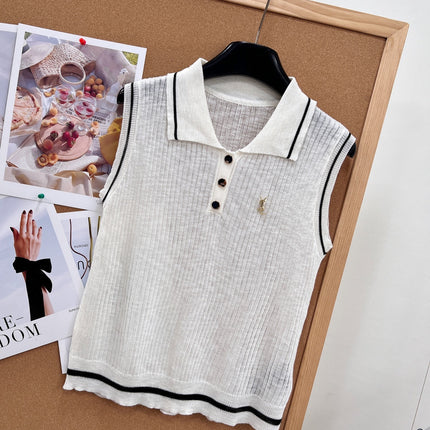 YSL 26S SLEEVELESS KNIT POLO TOP 487