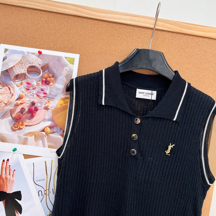 YSL 26S SLEEVELESS KNIT POLO TOP 486