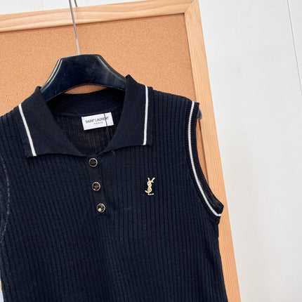 YSL 26S SLEEVELESS KNIT POLO TOP 486