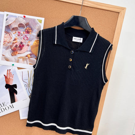 YSL 26S SLEEVELESS KNIT POLO TOP 486