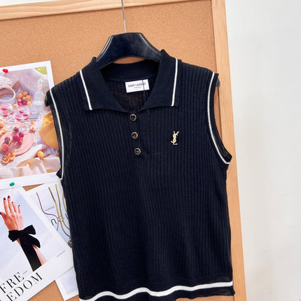 YSL 26S SLEEVELESS KNIT POLO TOP 486