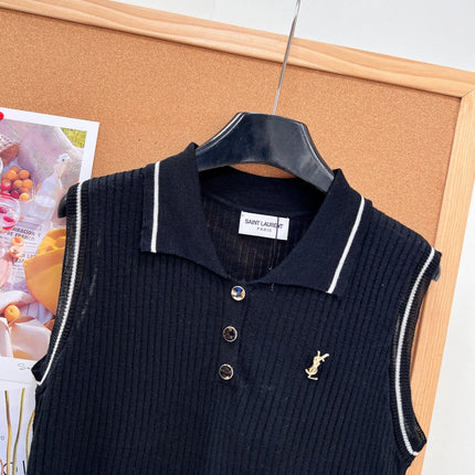 YSL 26S SLEEVELESS KNIT POLO TOP 486