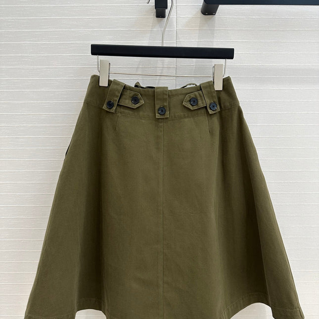 PRADA MOSS GREEN A-LINE SKIRT 264360