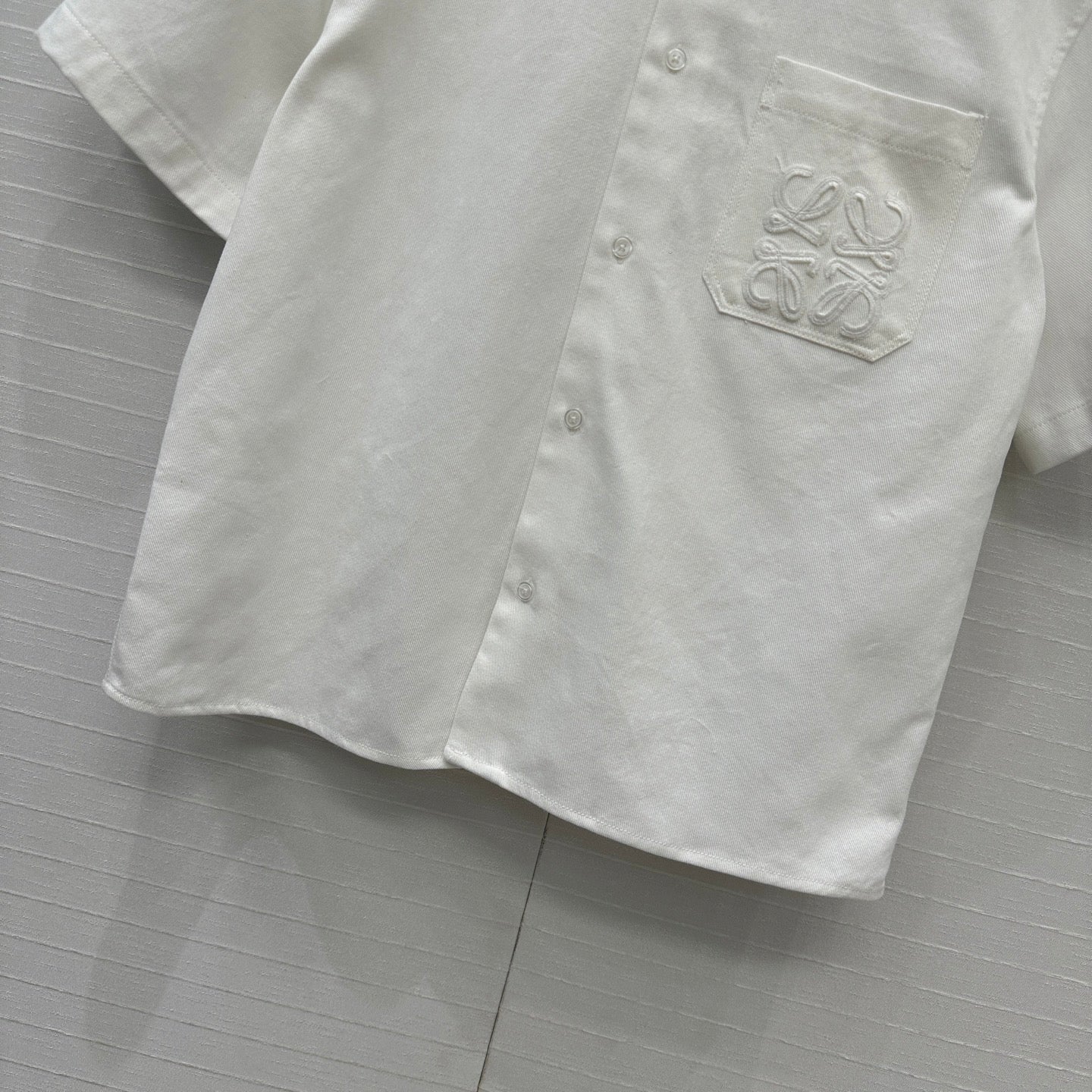 Loewe Denim Short-sleeved Shirt White Cotton
