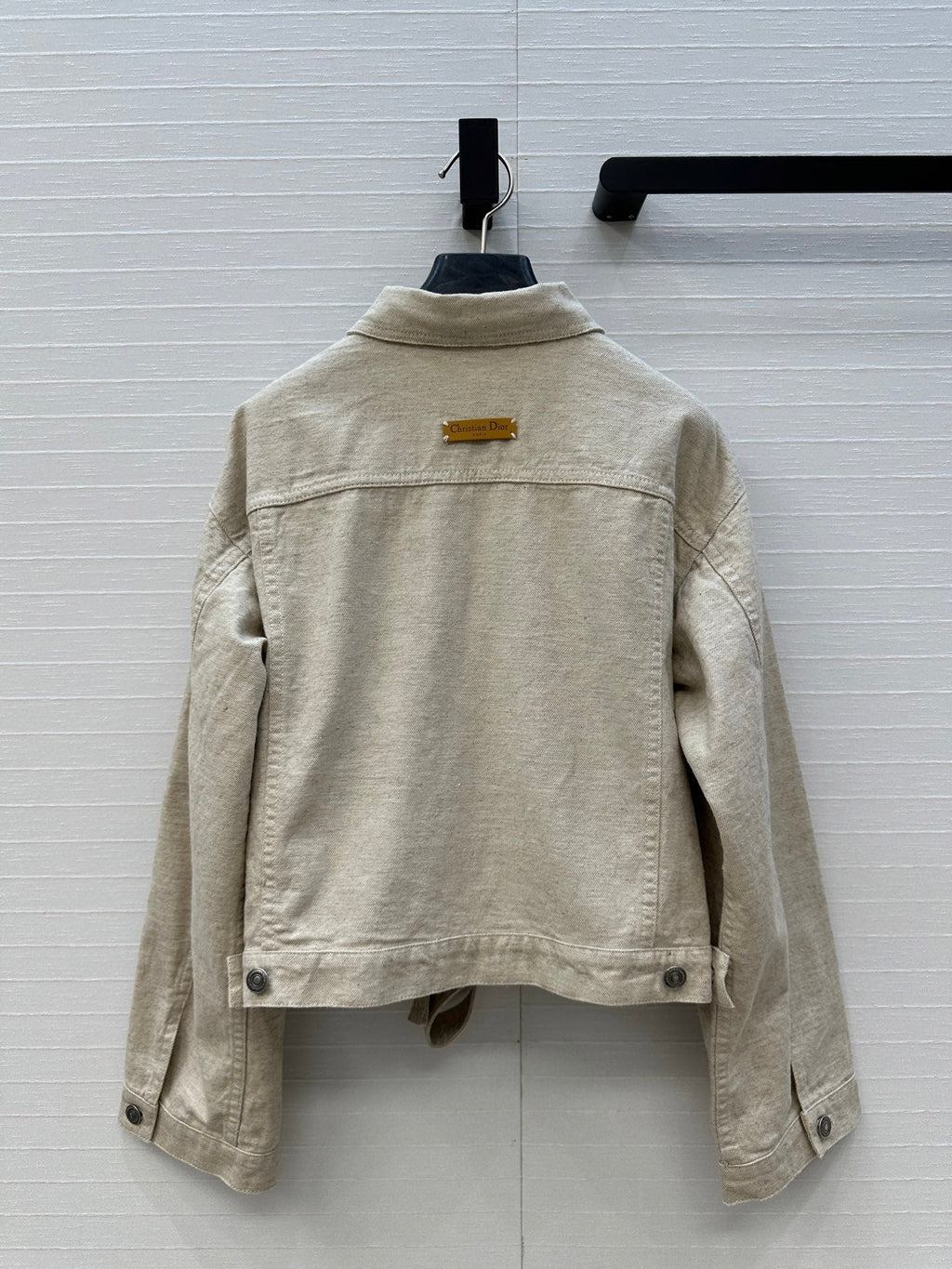 DIOR LIGHT BEIGE SHORT TRENCH COAT WITH NATURAL WAIST TIE