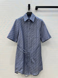 FENDI SHORT-SLEEVE SHIRT DRESS WITH DRAWSTRING WAIST 276178
