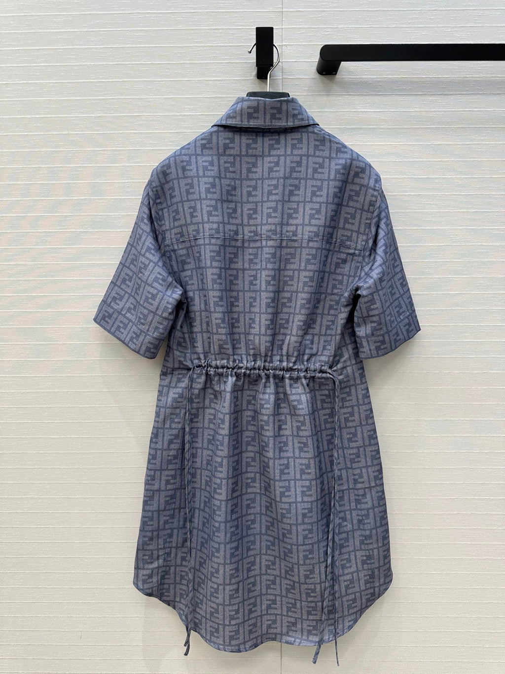 FENDI SHORT-SLEEVE SHIRT DRESS WITH DRAWSTRING WAIST 276178