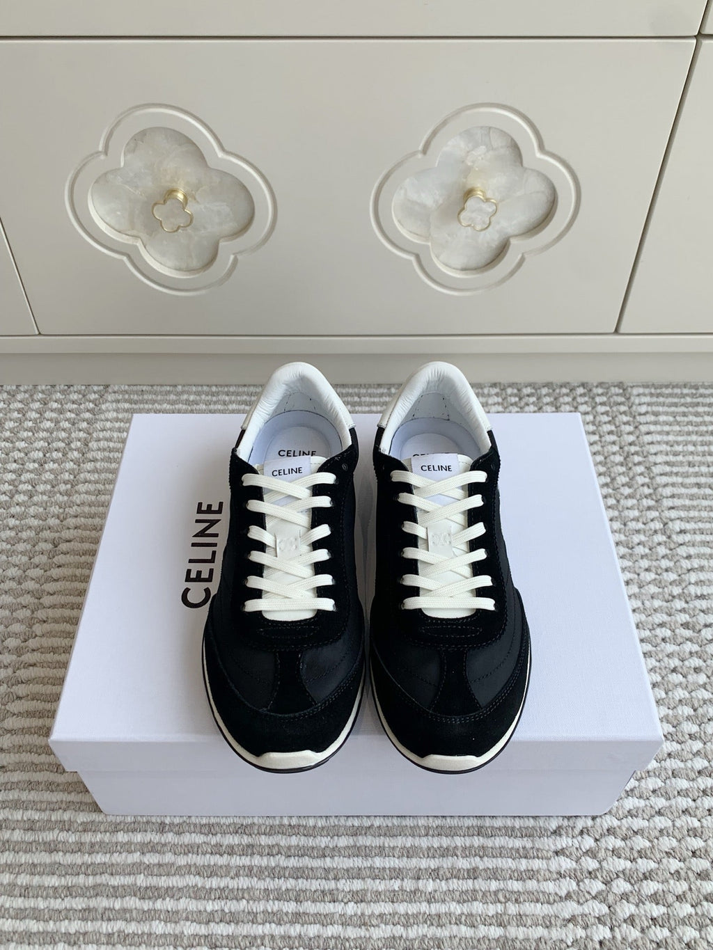CELINE 26S TRIOMPHE RUNNER SNEAKERS IN BLACK NYLON AND SUEDE