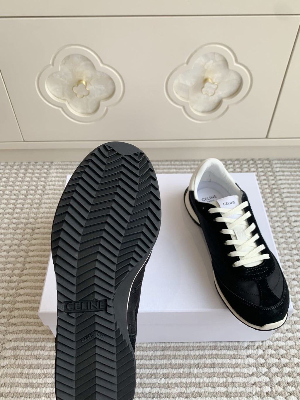 CELINE 26S TRIOMPHE RUNNER SNEAKERS IN BLACK NYLON AND SUEDE