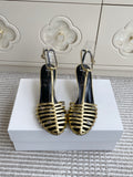 CELINE 26S CLEA TRIOMPHE GLADIATOR HEEL SANDALS 60 MM IN GOLD LAMBSKIN
