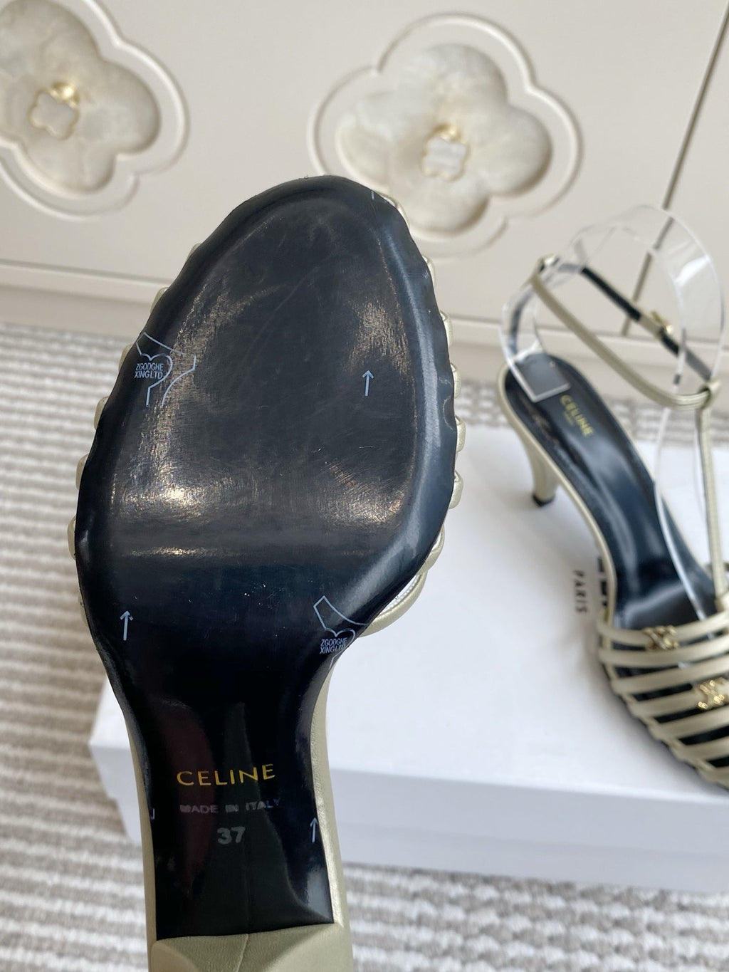 CELINE 26S CLEA TRIOMPHE GLADIATOR HEEL SANDALS 60 MM IN CHAMPAGNE GOLD LAMBSKIN