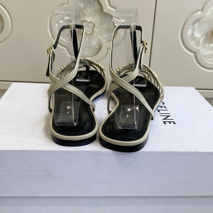 CELINE 26S CLEA TRIOMPHE GLADIATOR SANDALS IN BEIGE LAMBSKIN