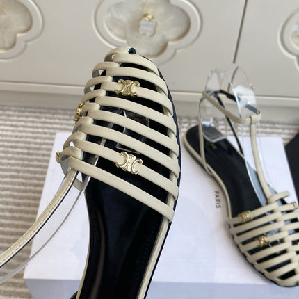 CELINE 26S CLEA TRIOMPHE GLADIATOR SANDALS IN BEIGE LAMBSKIN