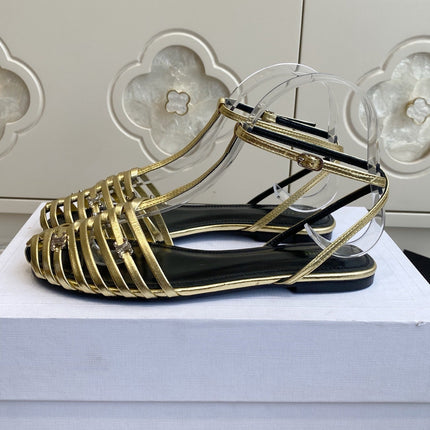 CELINE 26S CLEA TRIOMPHE GLADIATOR SANDALS IN GOLD LAMBSKIN