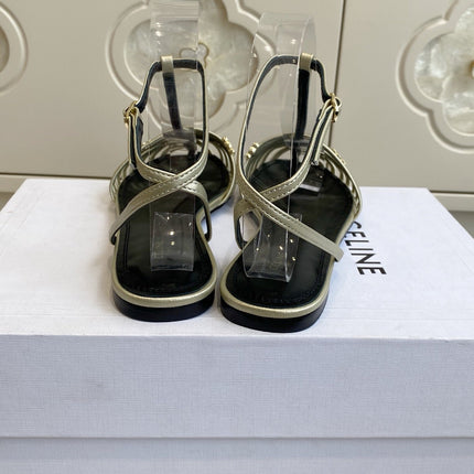 CELINE 26S CLEA TRIOMPHE GLADIATOR SANDALS IN CHAMPAGNE GOLD LAMBSKIN