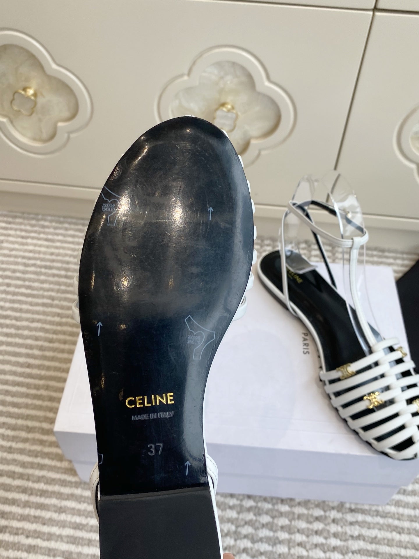 CELINE 26S CLEA TRIOMPHE GLADIATOR SANDALS IN WHITE LAMBSKIN