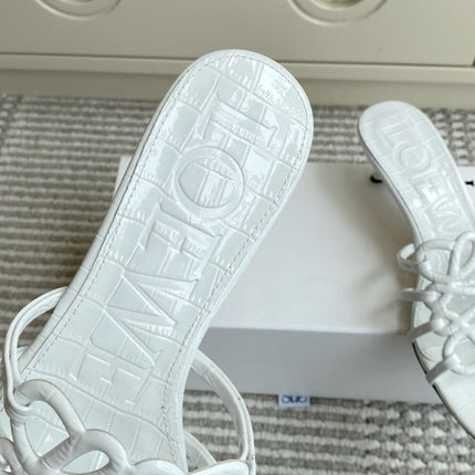 LOEWE 26S HIGH HEEL SANDALS 45MM IN WHITE CROC-EMBOSSED CALFSKIN