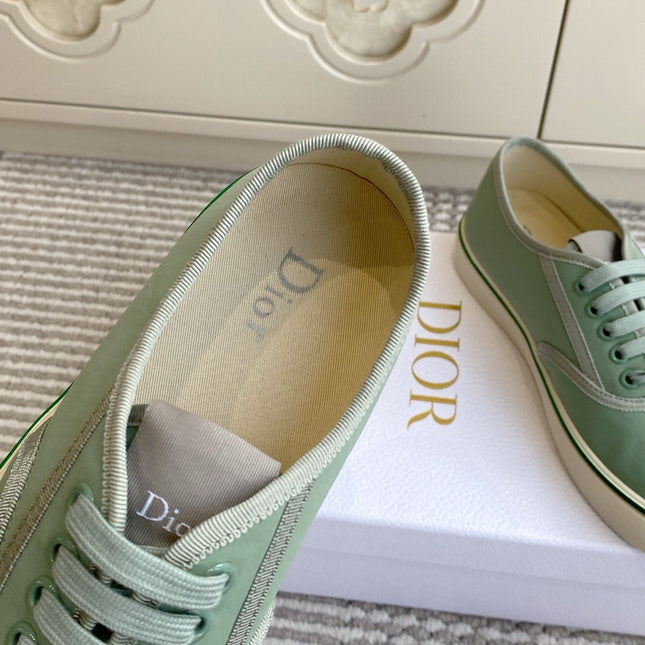 DIOR 26S LOW TOP SNEAKERS IN SAGE GREEN CANVAS