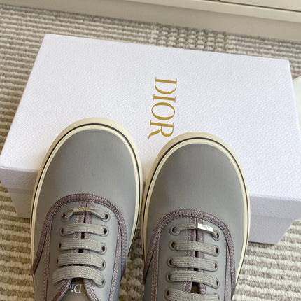 DIOR 26S LOW TOP SNEAKERS IN GREY CANVAS