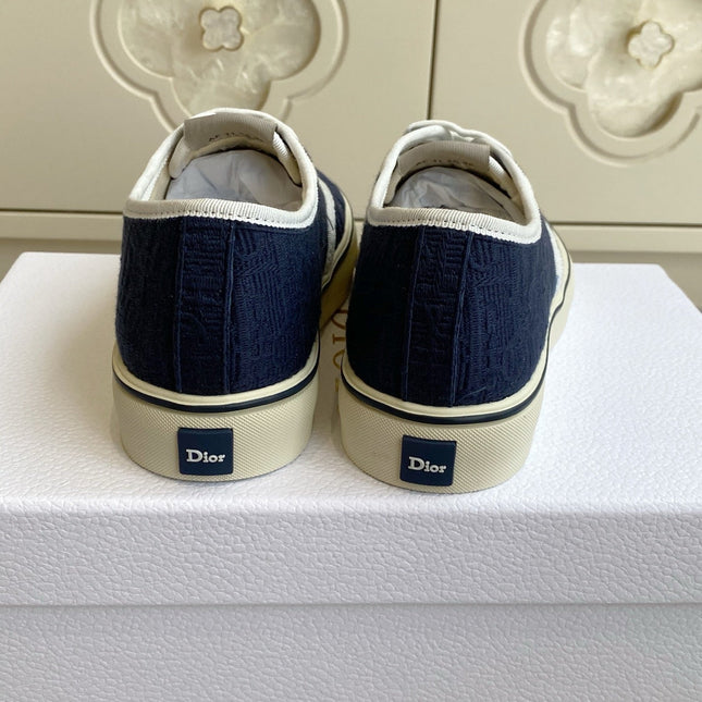 DIOR 26S LOW TOP SNEAKERS IN NAVY BLUE OBLIQUE CANVAS