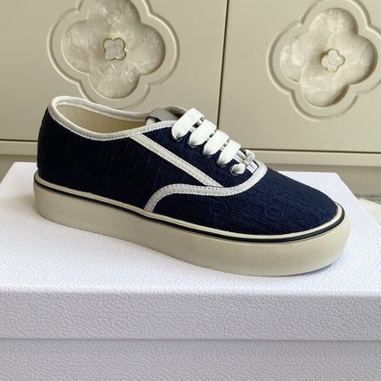 DIOR 26S LOW TOP SNEAKERS IN NAVY BLUE OBLIQUE CANVAS