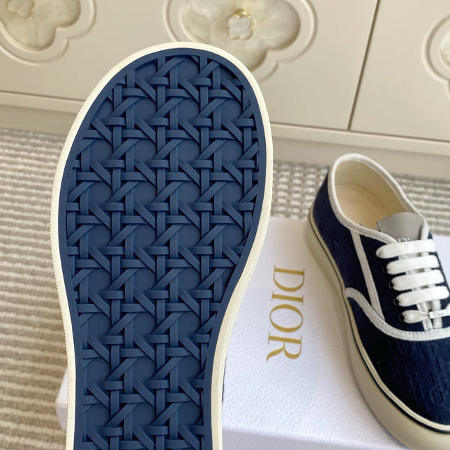 DIOR 26S LOW TOP SNEAKERS IN NAVY BLUE OBLIQUE CANVAS