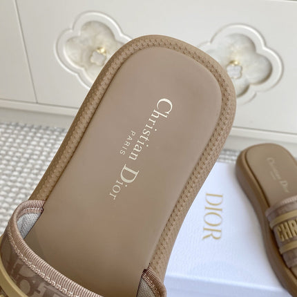 DIOR 26S DWAY SLIDES IN BROWN RUBBER SOLE