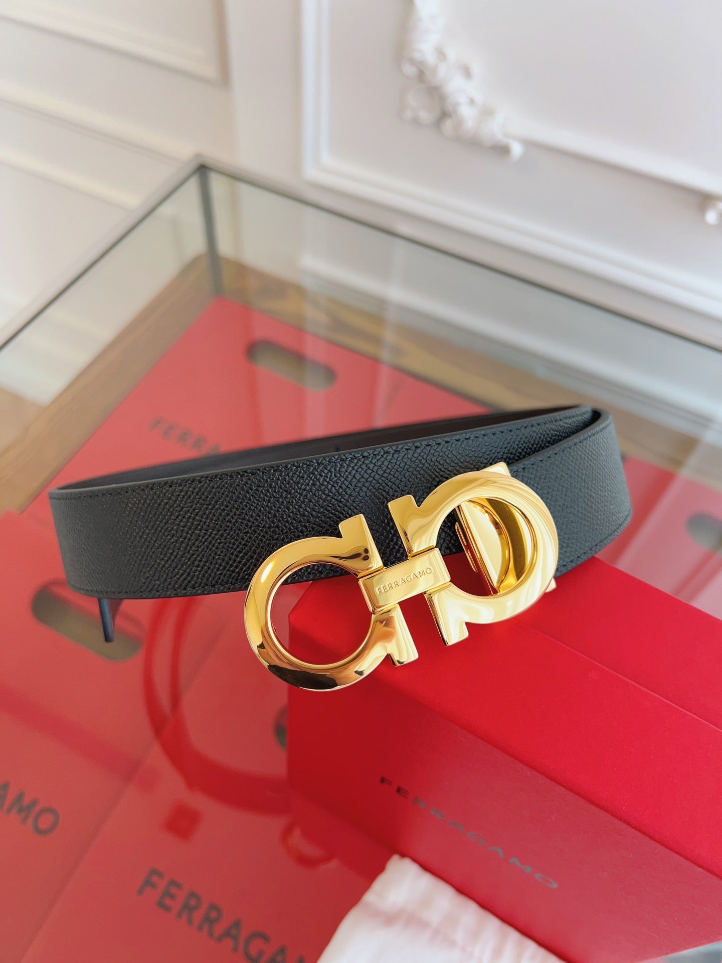 BELT 35MM IN BLACK CALFSKIN 628568