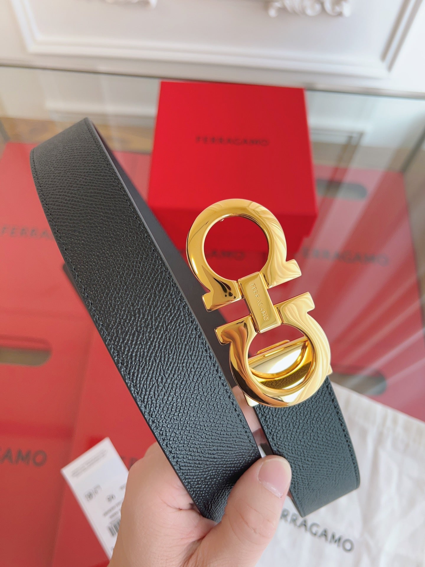 BELT 35MM IN BLACK CALFSKIN 628568