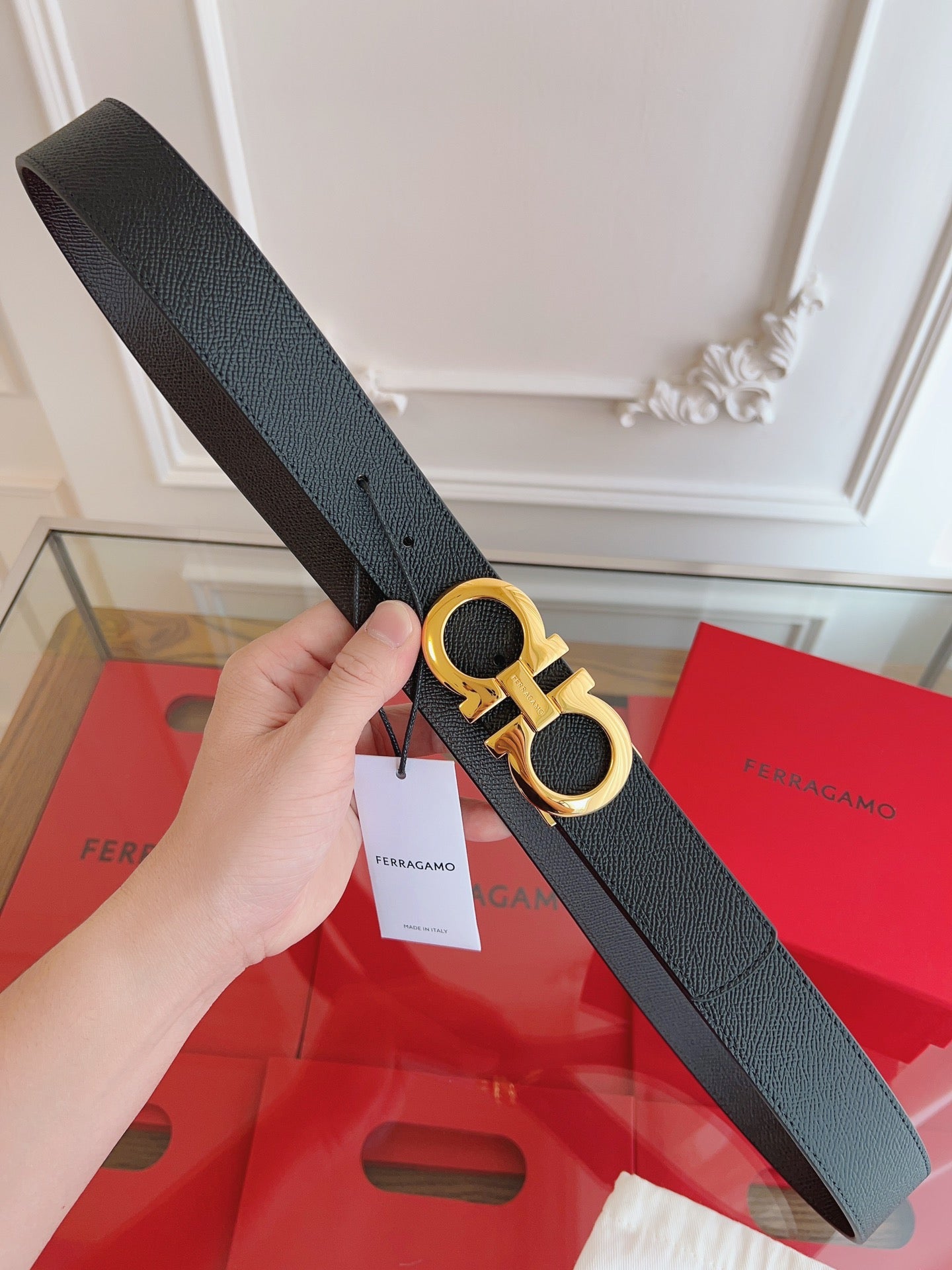 BELT 35MM IN BLACK CALFSKIN 628568