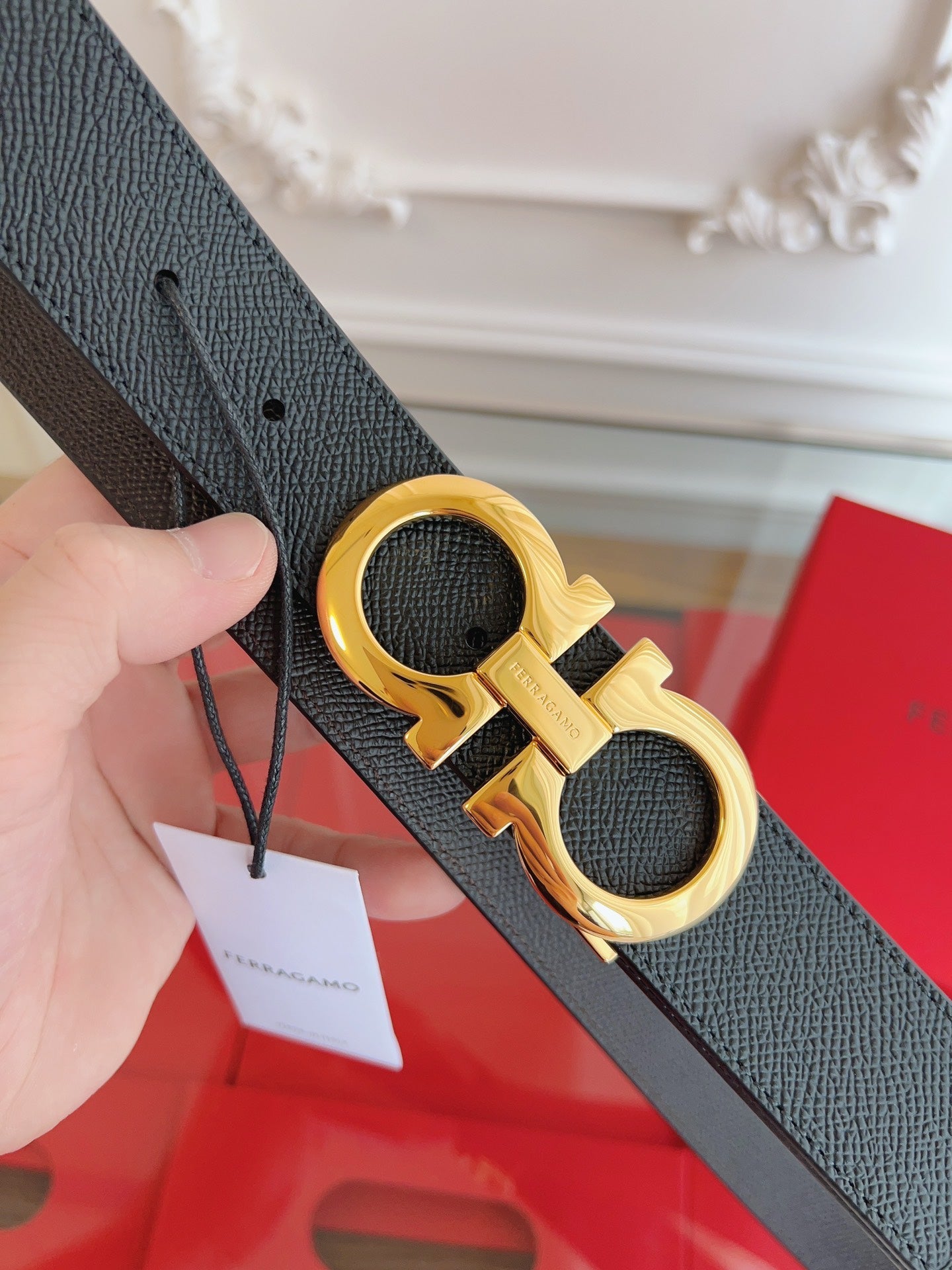 BELT 35MM IN BLACK CALFSKIN 628568