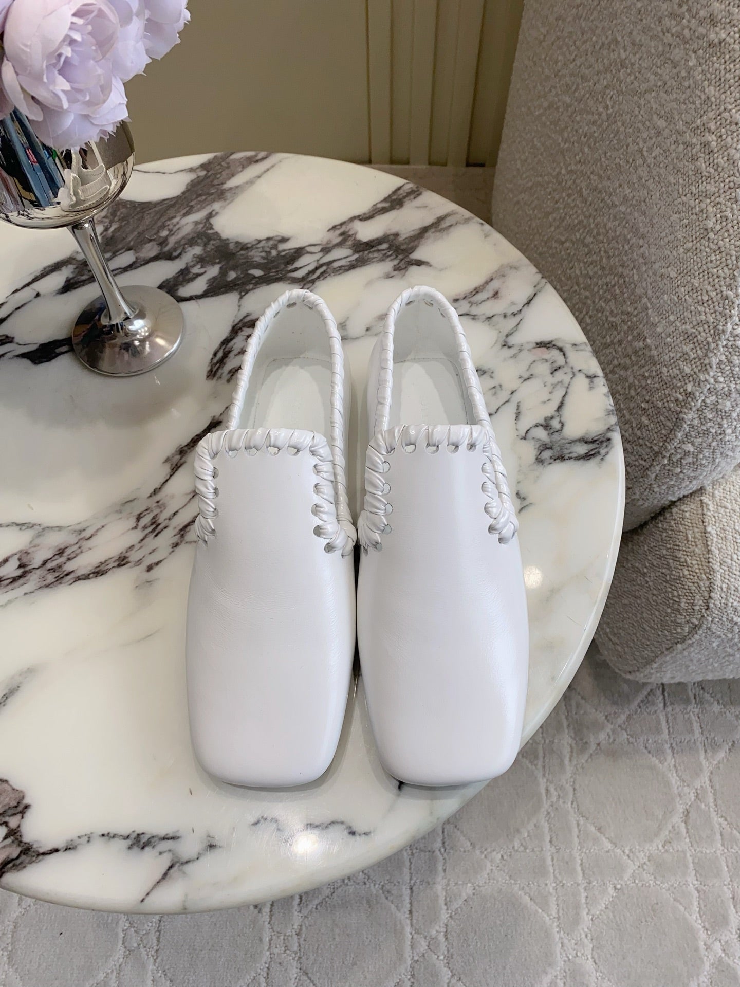 BOTTEGA VENETA 26S SABATO LOAFERS IN WHITE CALFSKIN