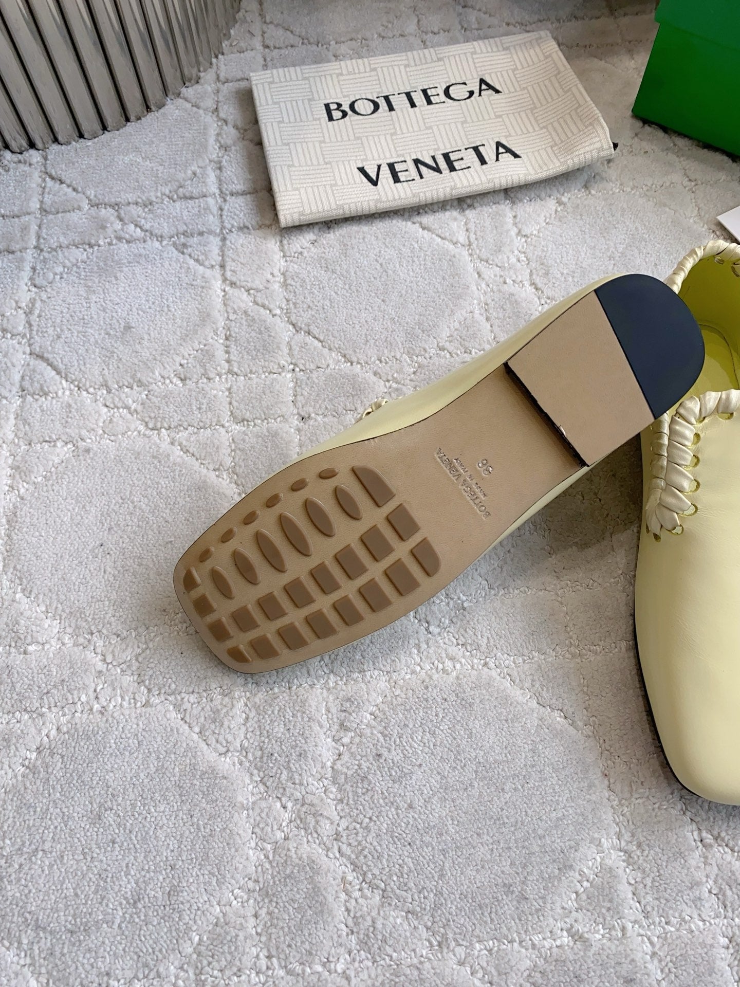BOTTEGA VENETA 26S SABATO LOAFERS IN MUSTARD YELLOW CALFSKIN