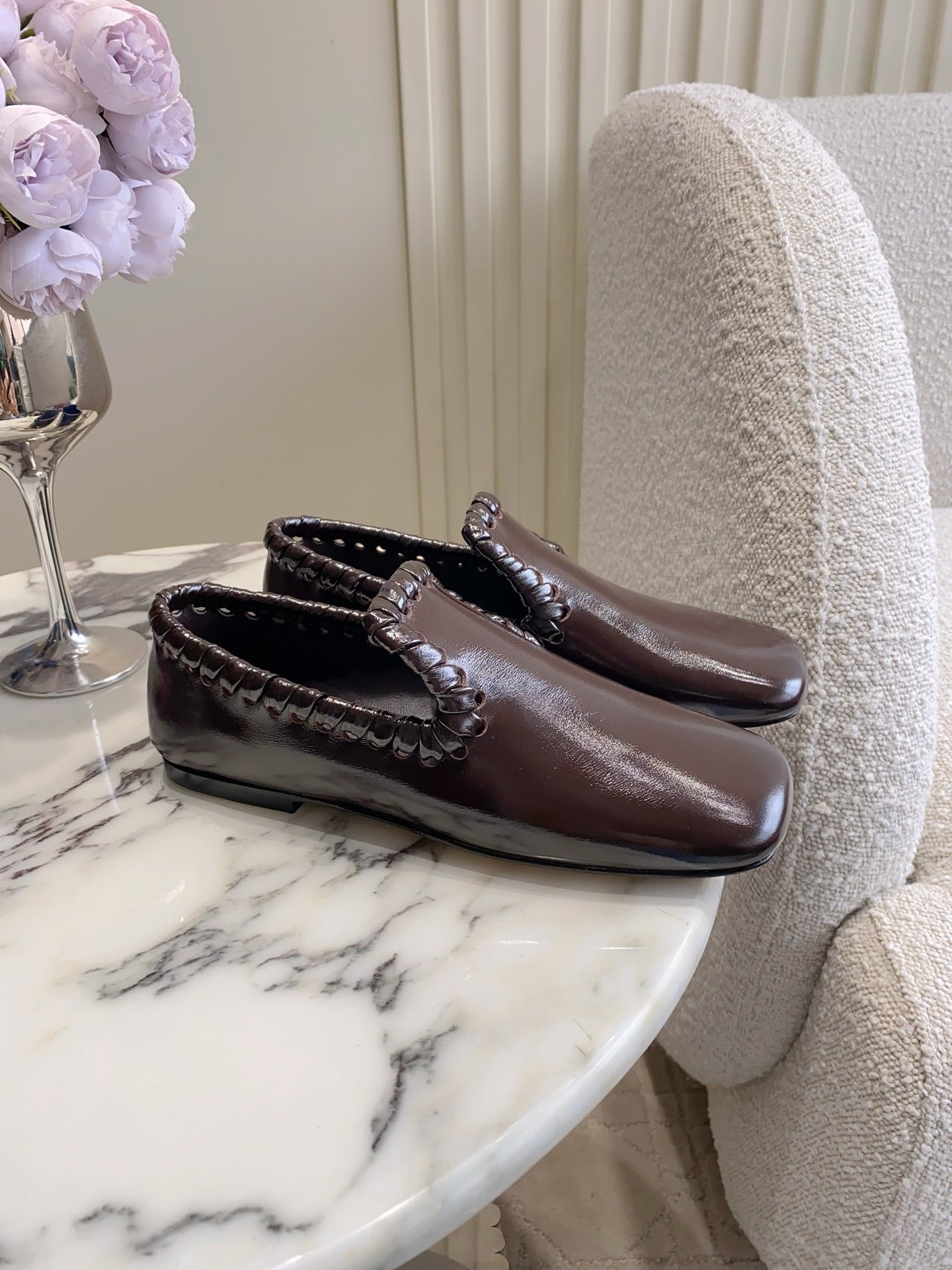 BOTTEGA VENETA 26S SABATO LOAFERS IN DARK BROWN CALFSKIN