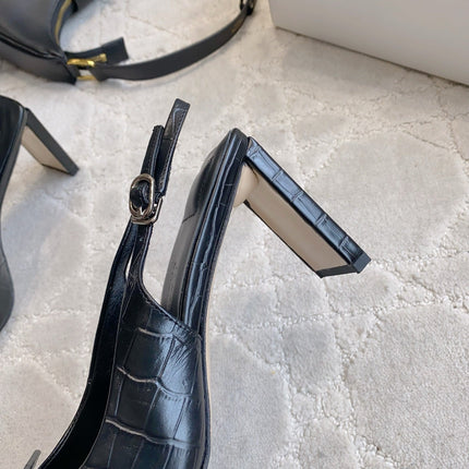 JACQUEMUS 26S SLINGBACK HEELS 85 MM IN BLACK CALFSKIN