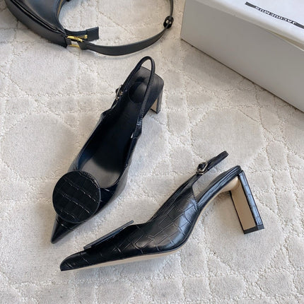 JACQUEMUS 26S SLINGBACK HEELS 85 MM IN BLACK CALFSKIN