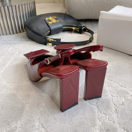 JACQUEMUS 26S SLINGBACK HEELS 85 MM IN DARK RED CALFSKIN