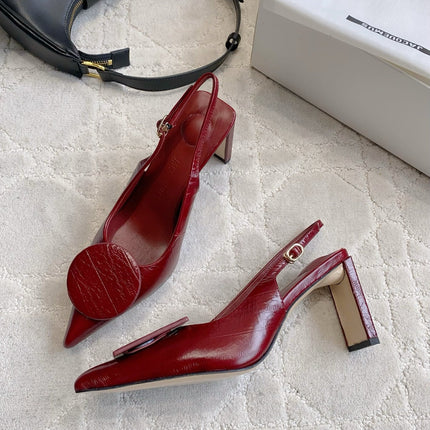 JACQUEMUS 26S SLINGBACK HEELS 85 MM IN DARK RED CALFSKIN