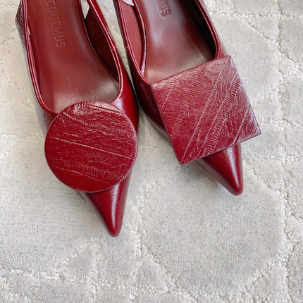 JACQUEMUS 26S SLINGBACK HEELS 85 MM IN DARK RED CALFSKIN
